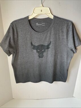 Under Armour Women's Size Large  " The Rock " Cropped Tee  Shirt